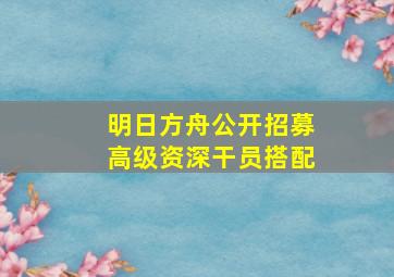 明日方舟公开招募高级资深干员搭配