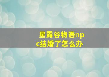 星露谷物语npc结婚了怎么办