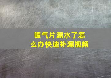 暖气片漏水了怎么办快速补漏视频