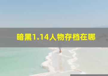 暗黑1.14人物存档在哪