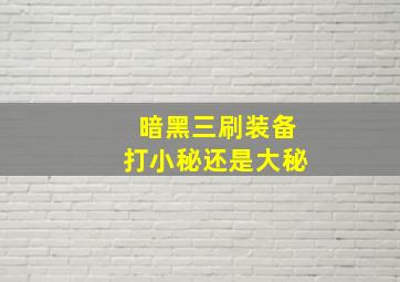 暗黑三刷装备打小秘还是大秘