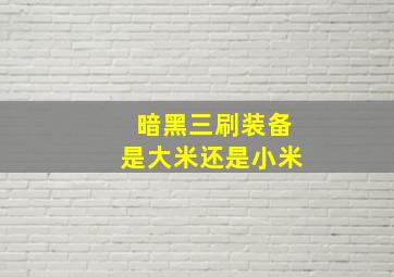 暗黑三刷装备是大米还是小米