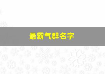 最霸气群名字