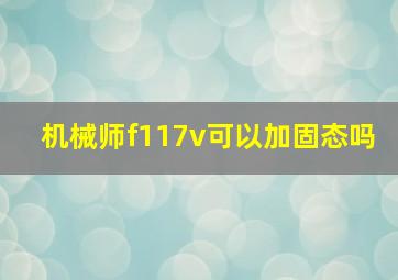 机械师f117v可以加固态吗