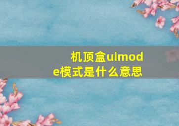 机顶盒uimode模式是什么意思