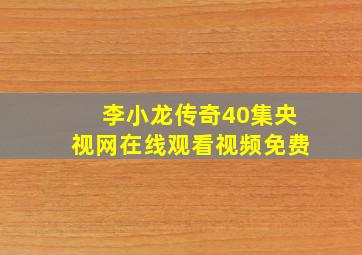 李小龙传奇40集央视网在线观看视频免费