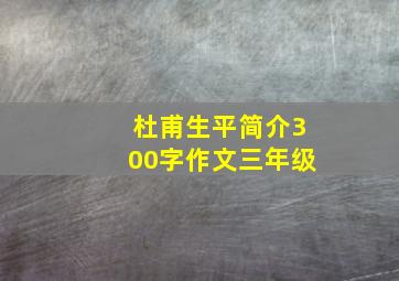 杜甫生平简介300字作文三年级