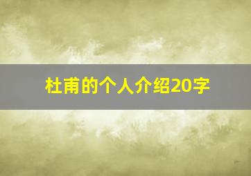 杜甫的个人介绍20字