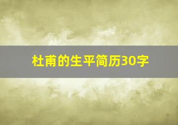 杜甫的生平简历30字