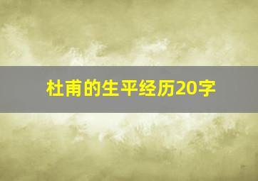 杜甫的生平经历20字