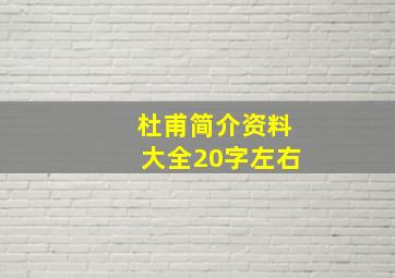 杜甫简介资料大全20字左右