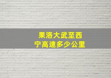 果洛大武至西宁高速多少公里