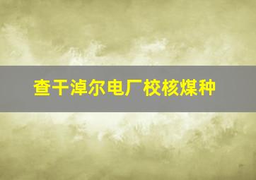 查干淖尔电厂校核煤种