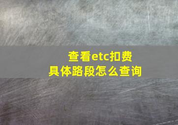 查看etc扣费具体路段怎么查询