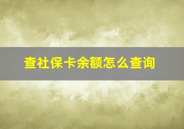 查社保卡余额怎么查询