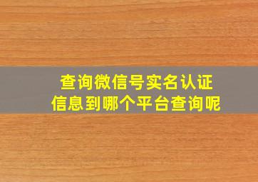 查询微信号实名认证信息到哪个平台查询呢