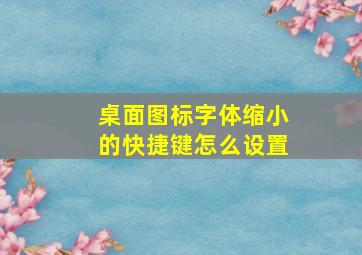 桌面图标字体缩小的快捷键怎么设置