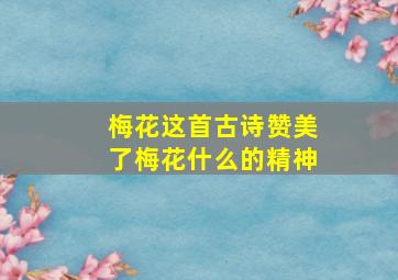 梅花这首古诗赞美了梅花什么的精神