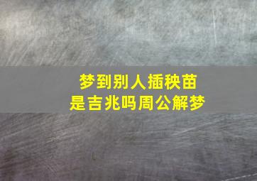 梦到别人插秧苗是吉兆吗周公解梦