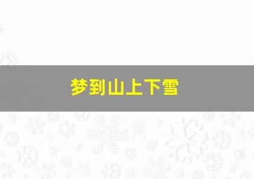 梦到山上下雪