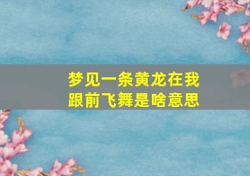 梦见一条黄龙在我跟前飞舞是啥意思