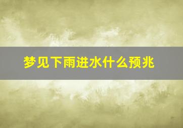 梦见下雨进水什么预兆