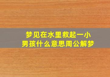 梦见在水里救起一小男孩什么意思周公解梦