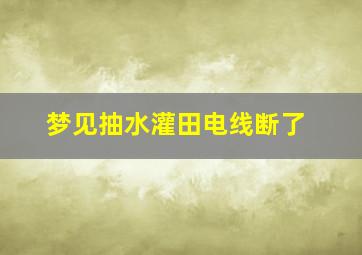 梦见抽水灌田电线断了