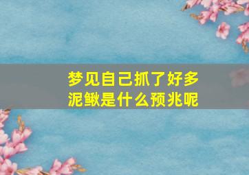 梦见自己抓了好多泥鳅是什么预兆呢