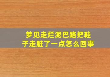 梦见走烂泥巴路把鞋子走脏了一点怎么回事