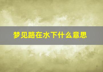 梦见路在水下什么意思