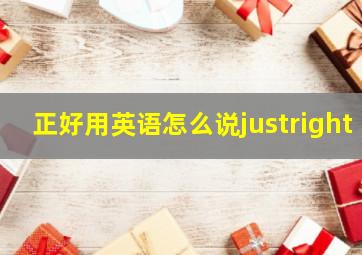 正好用英语怎么说justright