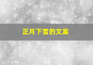 正月下雪的文案