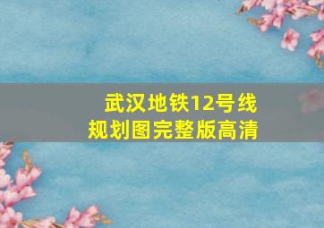 武汉地铁12号线规划图完整版高清