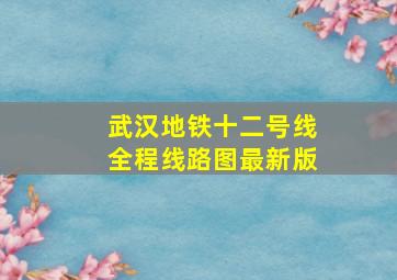 武汉地铁十二号线全程线路图最新版