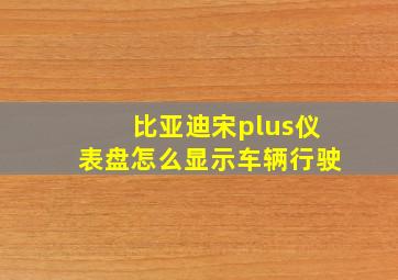 比亚迪宋plus仪表盘怎么显示车辆行驶