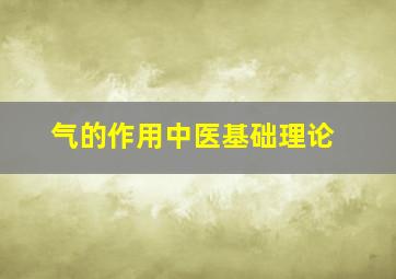 气的作用中医基础理论