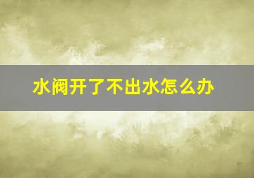 水阀开了不出水怎么办