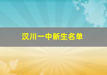 汉川一中新生名单