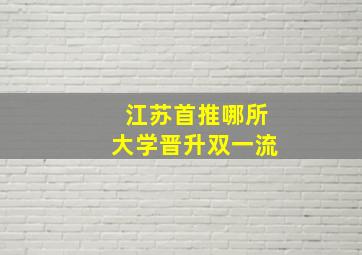 江苏首推哪所大学晋升双一流