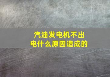 汽油发电机不出电什么原因造成的