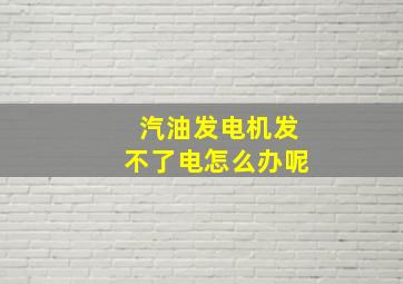 汽油发电机发不了电怎么办呢