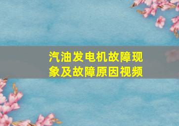 汽油发电机故障现象及故障原因视频