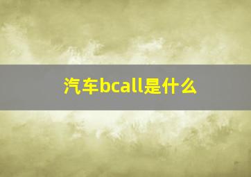 汽车bcall是什么