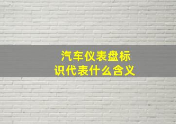 汽车仪表盘标识代表什么含义