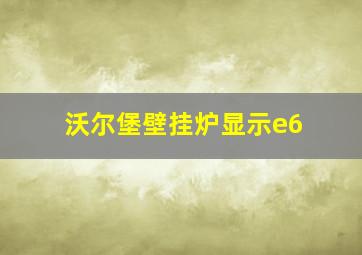 沃尔堡壁挂炉显示e6