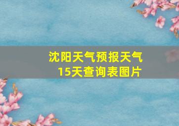 沈阳天气预报天气15天查询表图片