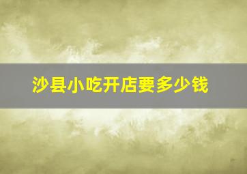 沙县小吃开店要多少钱