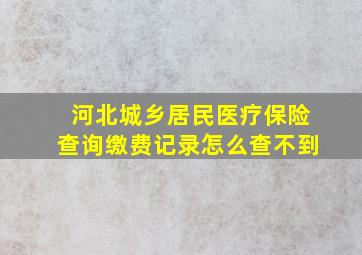 河北城乡居民医疗保险查询缴费记录怎么查不到