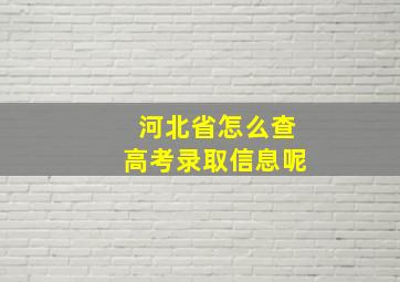 河北省怎么查高考录取信息呢